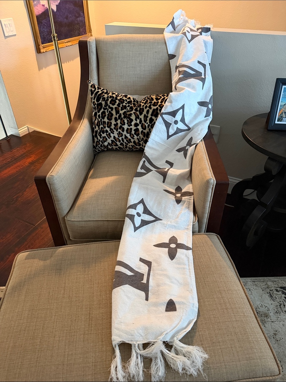 Luxury-Style Cream and Brown Decorative Throw or Beach towel - Home Accents